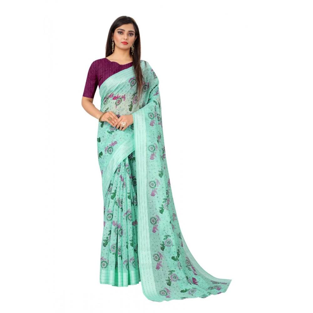 Generic Women's Cotton Saree (Cgreen,5-6Mtrs) - MYLUXURY LANE ENTERPRISE