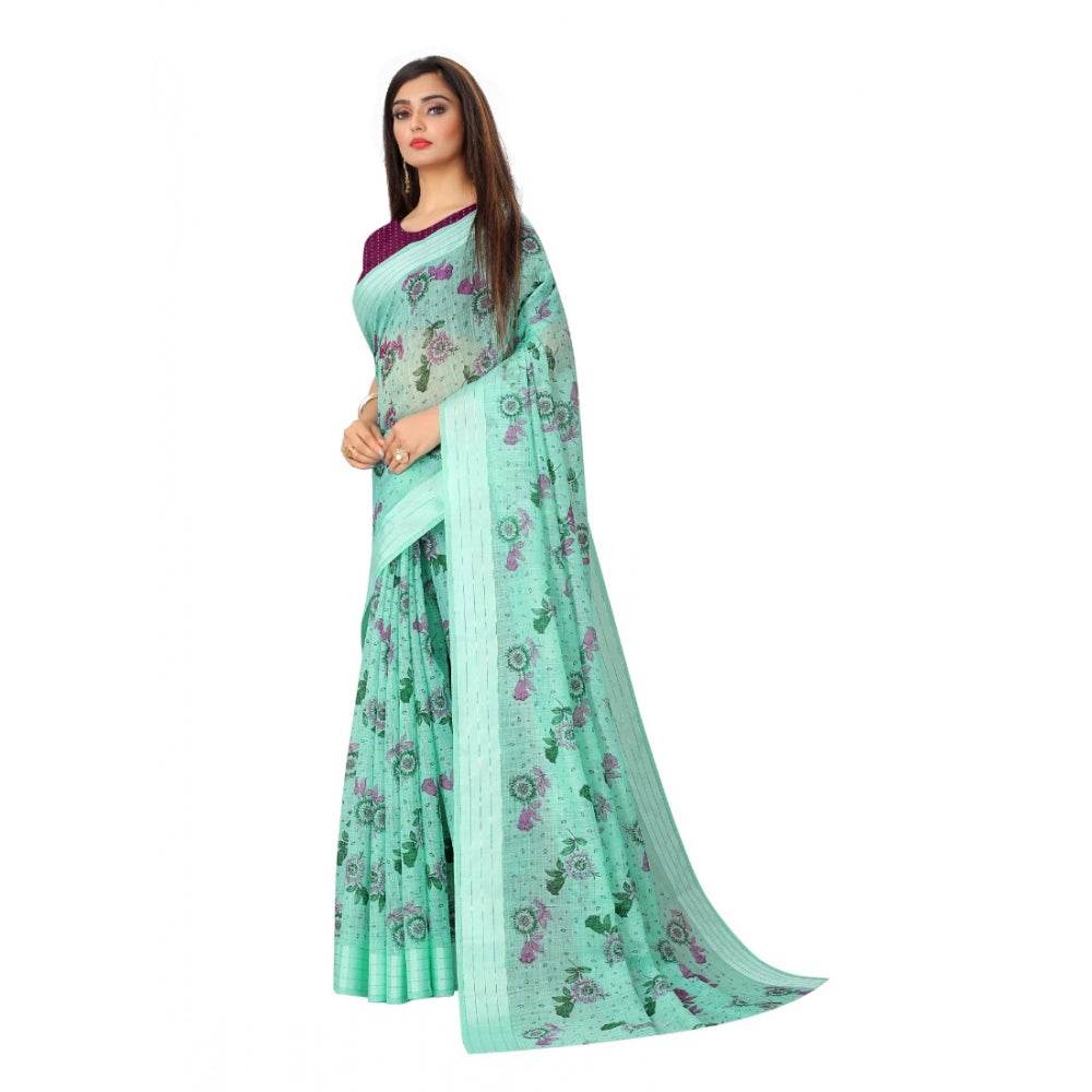 Generic Women's Cotton Saree (Cgreen,5-6Mtrs) - MYLUXURY LANE ENTERPRISE