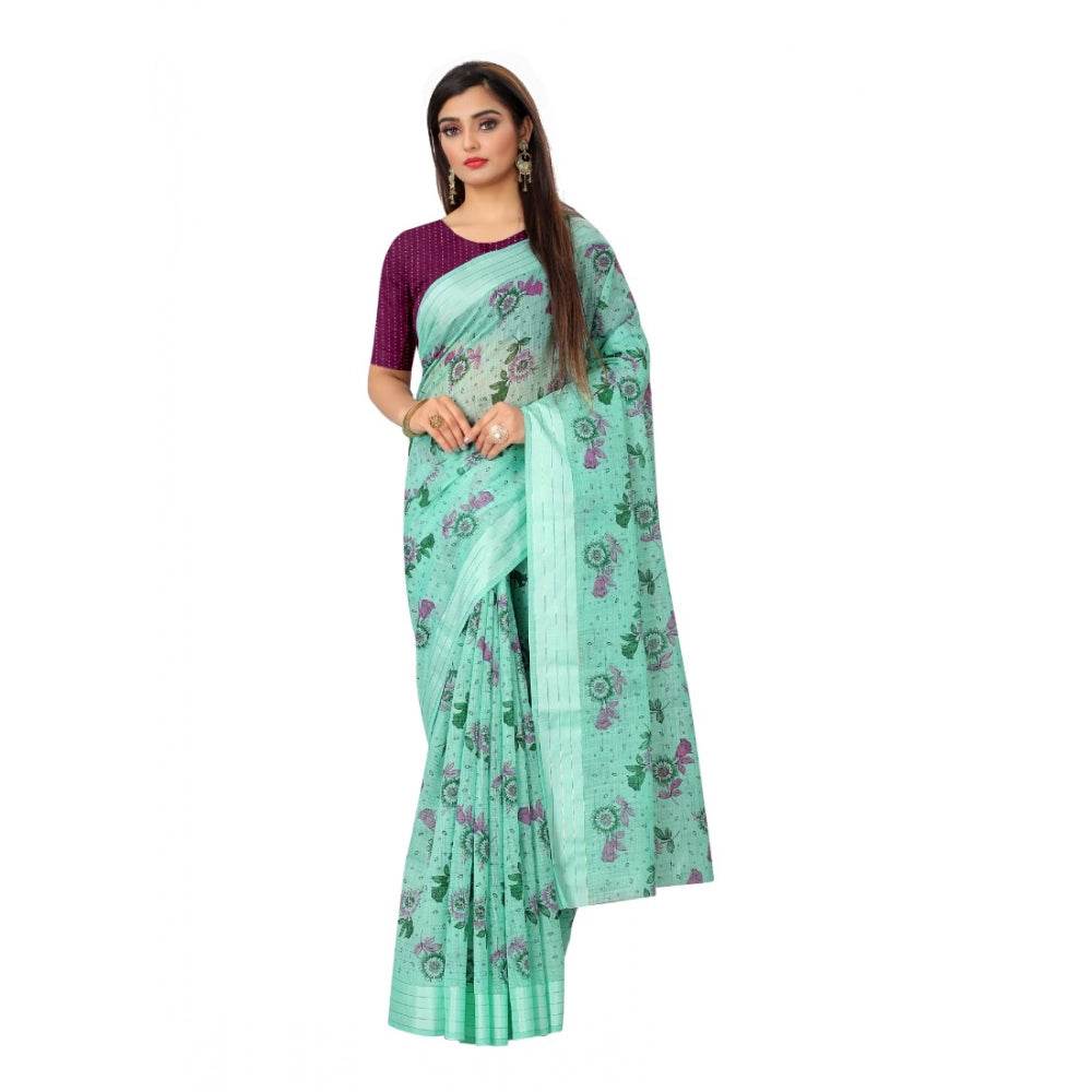 Generic Women's Cotton Saree (Cgreen,5-6Mtrs) - MYLUXURY LANE ENTERPRISE