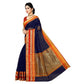 Generic Women's Kota Doria Cotton Border Saree With Blouse (Navy Blue, 5-6 Mtrs) - MYLUXURY LANE ENTERPRISE