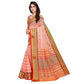 Generic Women's Kota Doria Cotton Woven Butta Saree With Blouse (Peach, 5-6 Mtrs) - MYLUXURY LANE ENTERPRISE