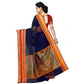 Generic Women's Kota Doria Cotton Border Saree With Blouse (Navy Blue, 5-6 Mtrs) - MYLUXURY LANE ENTERPRISE