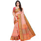 Generic Women's Kota Doria Cotton Woven Butta Saree With Blouse (Peach, 5-6 Mtrs) - MYLUXURY LANE ENTERPRISE