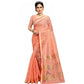 Generic Women's Kota Doria Cotton Checked Saree With Blouse (Peach, 5-6 Mtrs) - MYLUXURY LANE ENTERPRISE