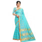 Generic Women's Kota Doria Cotton Checked Saree With Blouse (Sky Blue, 5-6 Mtrs) - MYLUXURY LANE ENTERPRISE