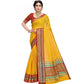 Generic Women's Kota Doria Cotton Bordered Saree With Blouse (Yellow, 5-6 Mtrs) - MYLUXURY LANE ENTERPRISE