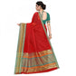 Generic Women's Kota Doria Cotton Bordered Saree With Blouse (Red, 5-6 Mtrs) - MYLUXURY LANE ENTERPRISE