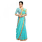 Generic Women's Kota Doria Cotton Checked Saree With Blouse (Sky Blue, 5-6 Mtrs) - MYLUXURY LANE ENTERPRISE
