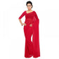 Generic Women's Georgette Plain Saree With Blouse (Red, 5-6 Mtrs) - MYLUXURY LANE ENTERPRISE