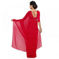 Generic Women's Georgette Plain Saree With Blouse (Red, 5-6 Mtrs) - MYLUXURY LANE ENTERPRISE