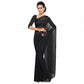 Generic Women's Georgette Plain Saree With Blouse (Black, 5-6 Mtrs) - MYLUXURY LANE ENTERPRISE