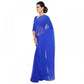 Generic Women's Georgette Plain Saree With Blouse (Royal Blue, 5-6 Mtrs) - MYLUXURY LANE ENTERPRISE