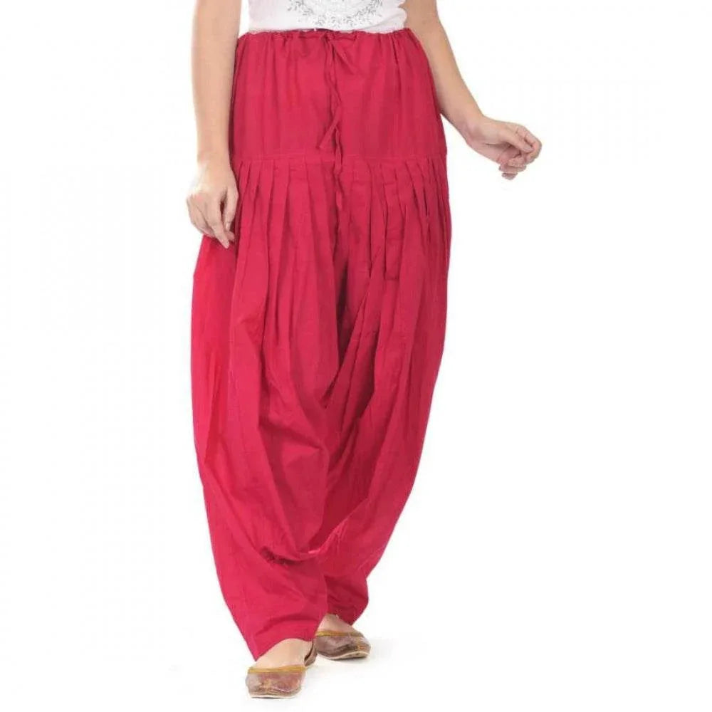 Generic Women's Cotton Solid Patiyala (Color:Rani Pink) - MYLUXURY LANE ENTERPRISE