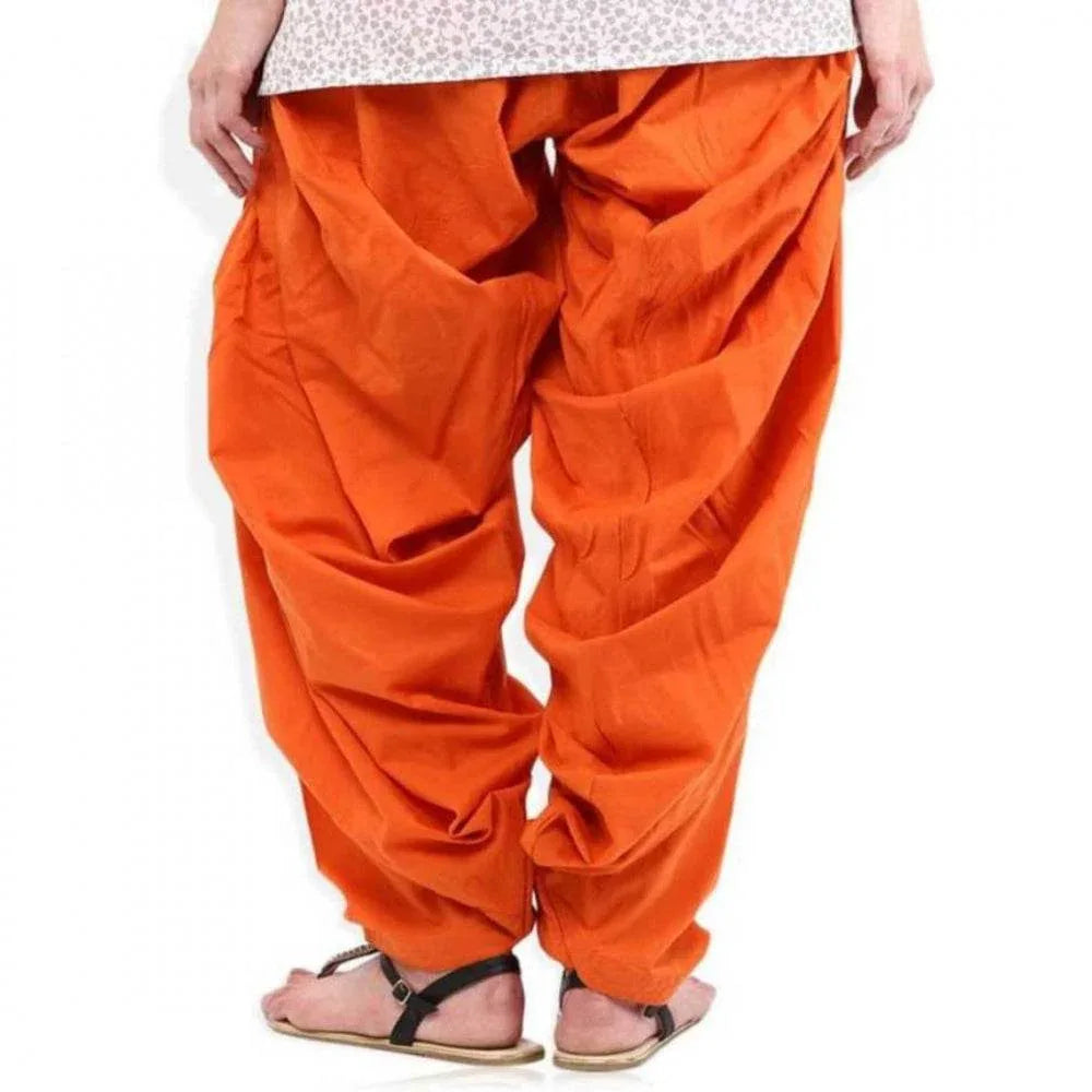 Generic Women's Cotton Solid Patiyala (Color:Orange) - MYLUXURY LANE ENTERPRISE