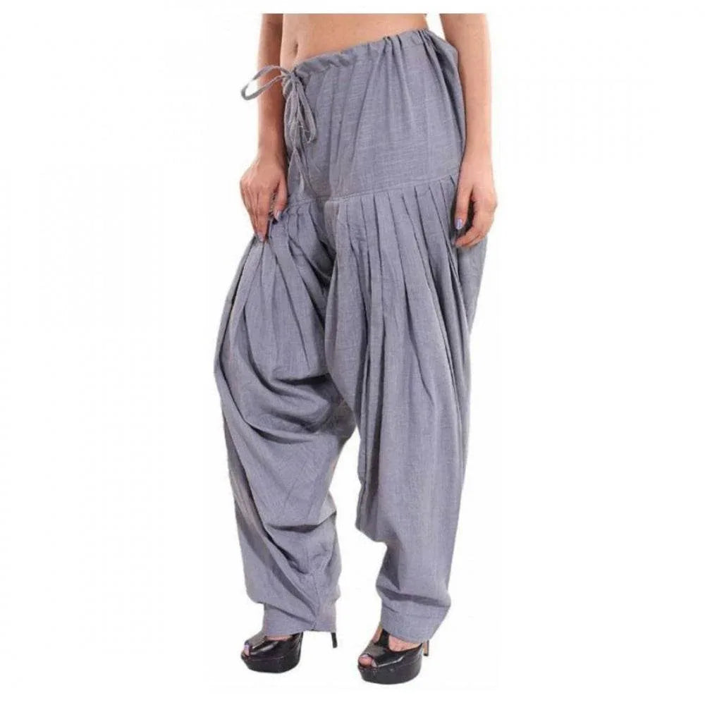 Generic Women's Cotton Solid Patiyala (Color:Smoke Grey) - MYLUXURY LANE ENTERPRISE