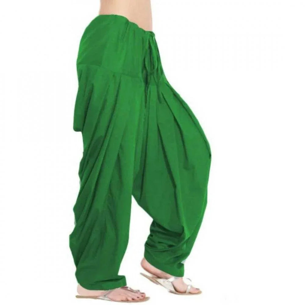 Generic Women's Cotton Solid Patiyala (Color:Green) - MYLUXURY LANE ENTERPRISE