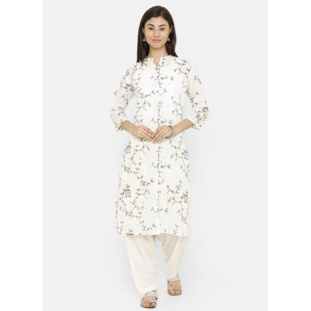Generic Women's Cotton Solid Patiyala (Color:Half White) - MYLUXURY LANE ENTERPRISE