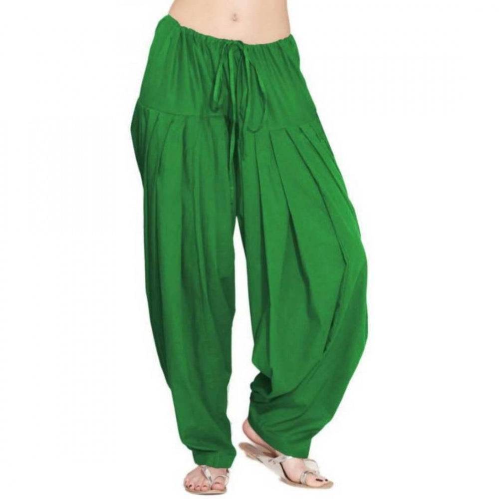 Generic Women's Cotton Solid Patiyala (Color:Green) - MYLUXURY LANE ENTERPRISE