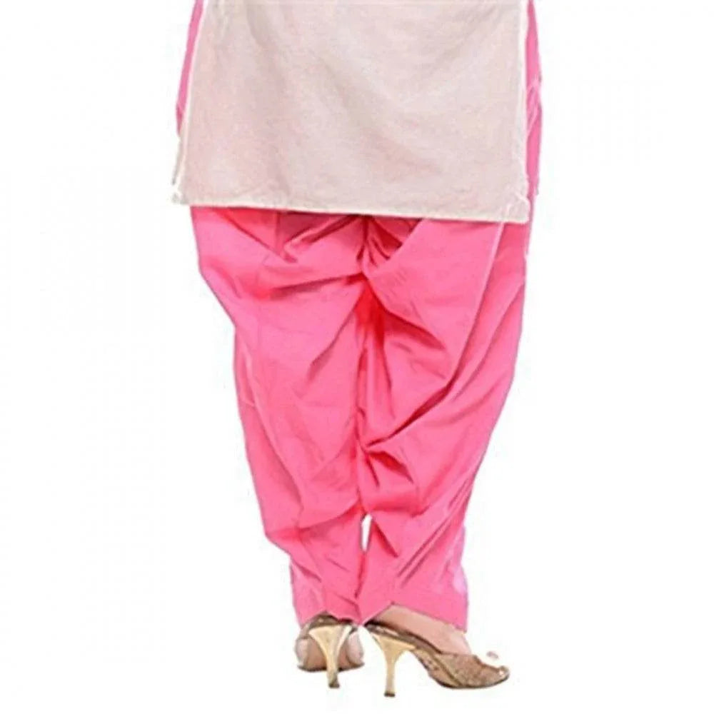 Generic Women's Cotton Solid Patiyala (Color:Baby Pink) - MYLUXURY LANE ENTERPRISE