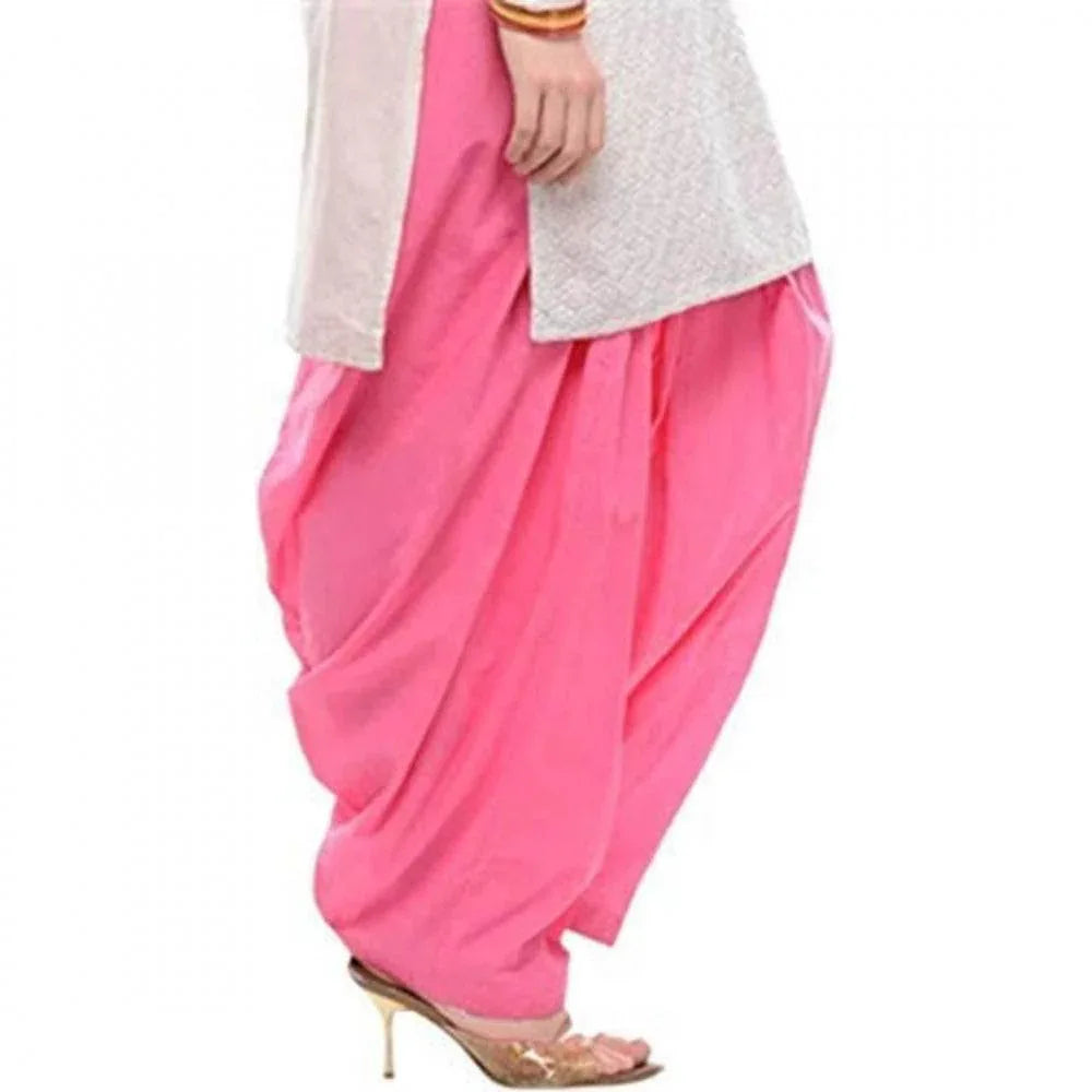 Generic Women's Cotton Solid Patiyala (Color:Baby Pink) - MYLUXURY LANE ENTERPRISE