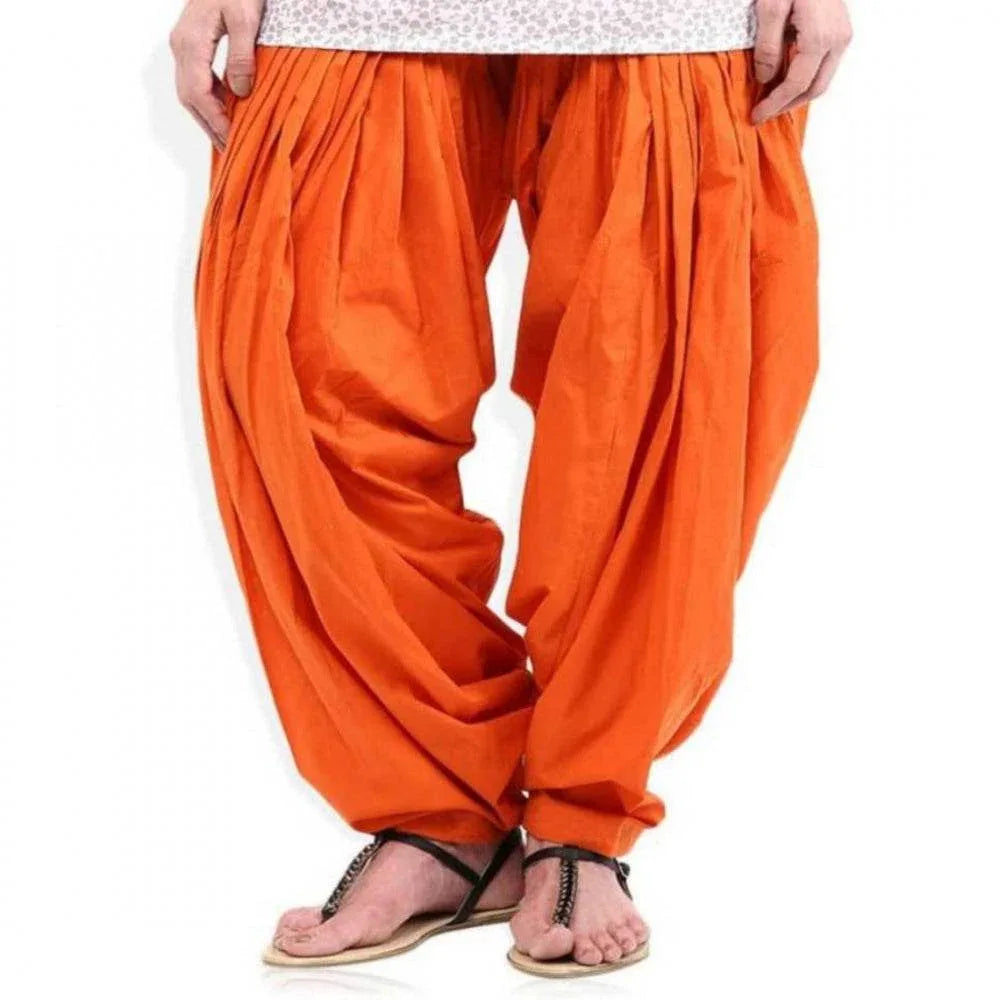 Generic Women's Cotton Solid Patiyala (Color:Orange) - MYLUXURY LANE ENTERPRISE