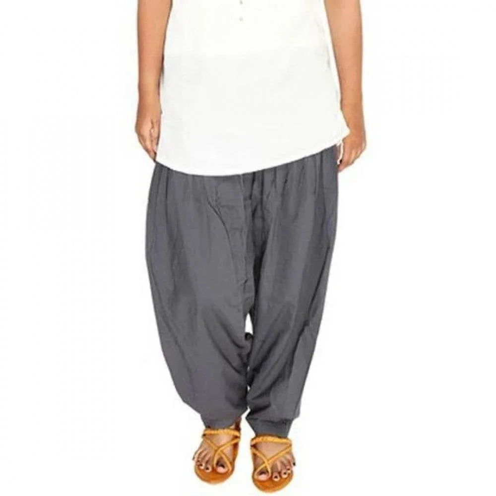 Generic Women's Cotton Solid Patiyala (Color:Smoke Grey) - MYLUXURY LANE ENTERPRISE