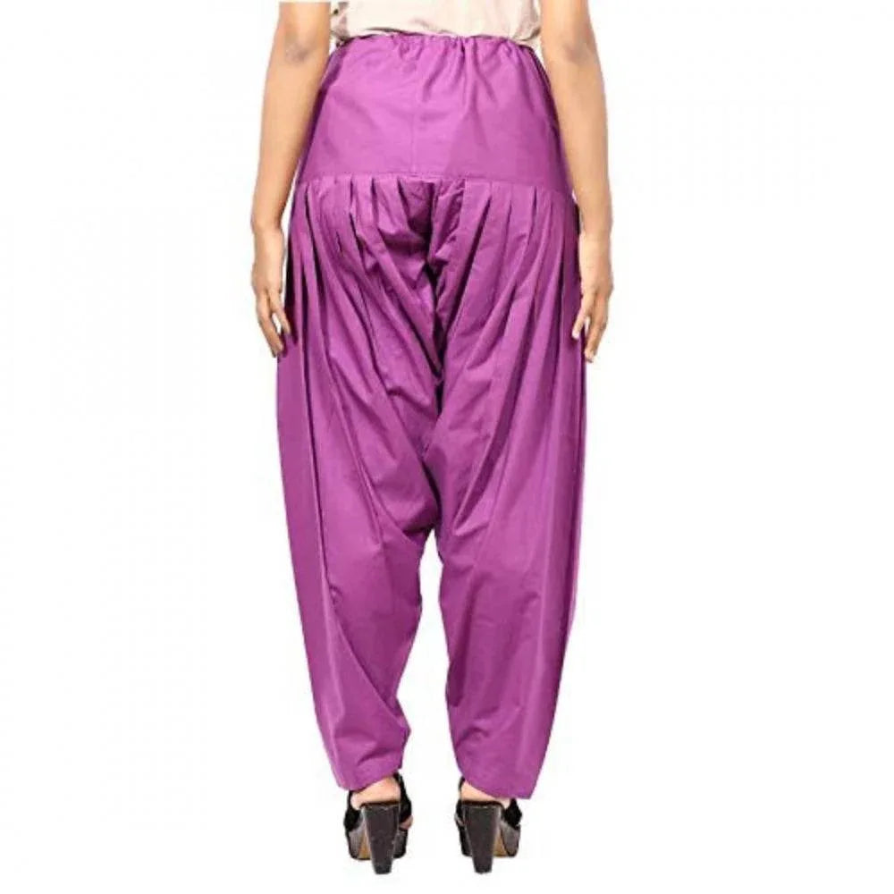 Generic Women's Cotton Solid Patiyala (Color:Violet) - MYLUXURY LANE ENTERPRISE