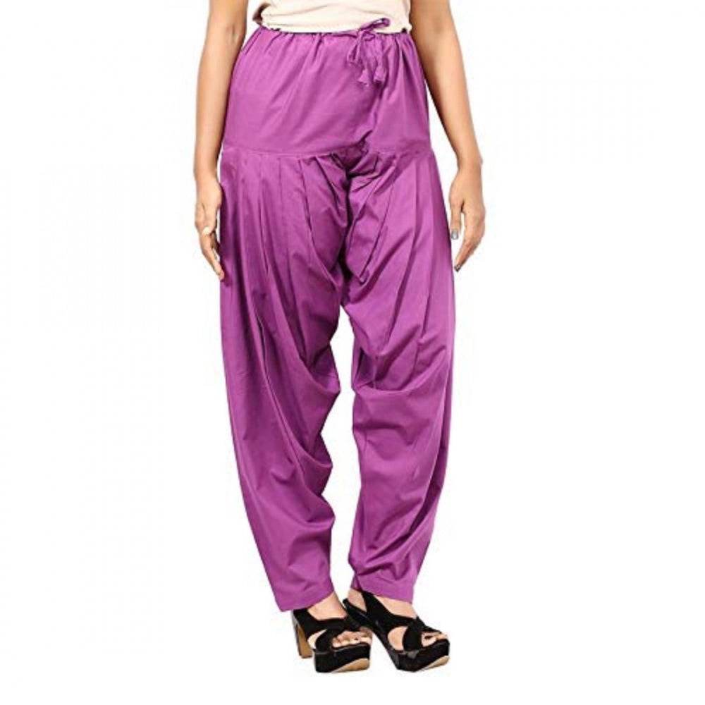 Generic Women's Cotton Solid Patiyala (Color:Violet) - MYLUXURY LANE ENTERPRISE