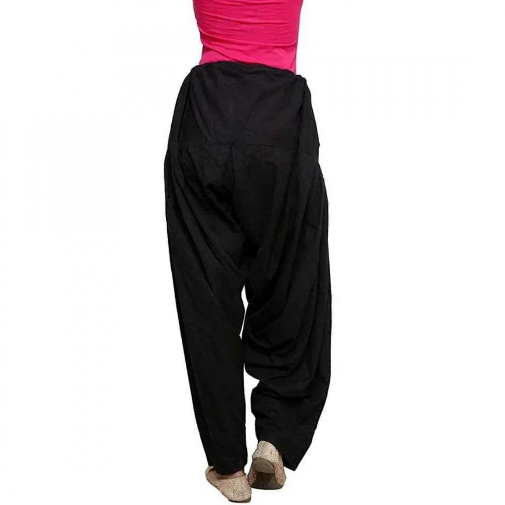 Generic Women's Cotton Solid Patiyala (Color:Black) - MYLUXURY LANE ENTERPRISE