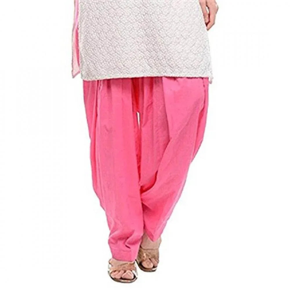 Generic Women's Cotton Solid Patiyala (Color:Baby Pink) - MYLUXURY LANE ENTERPRISE