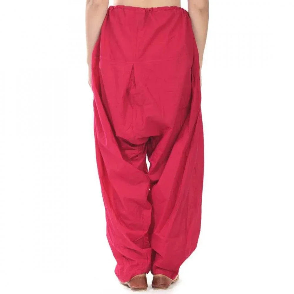 Generic Women's Cotton Solid Patiyala (Color:Rani Pink) - MYLUXURY LANE ENTERPRISE