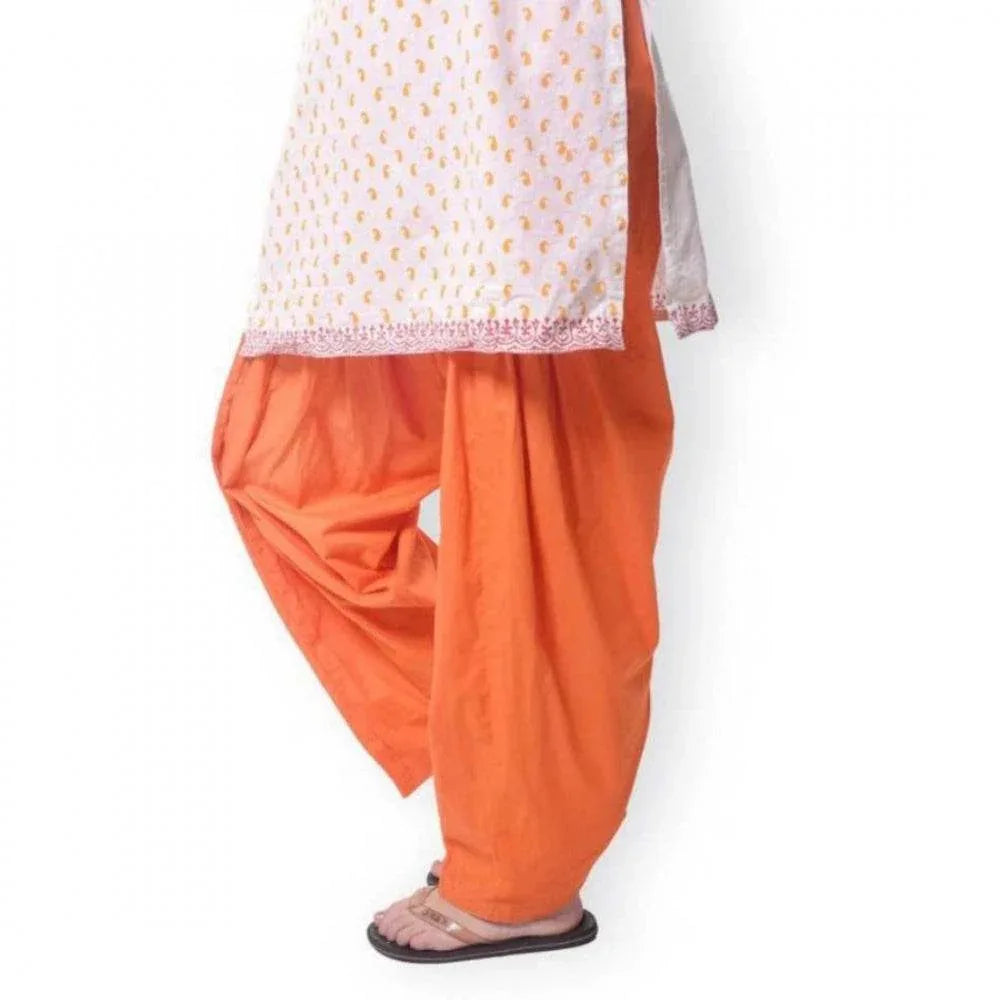 Generic Women's Cotton Solid Patiyala (Color:Orange) - MYLUXURY LANE ENTERPRISE