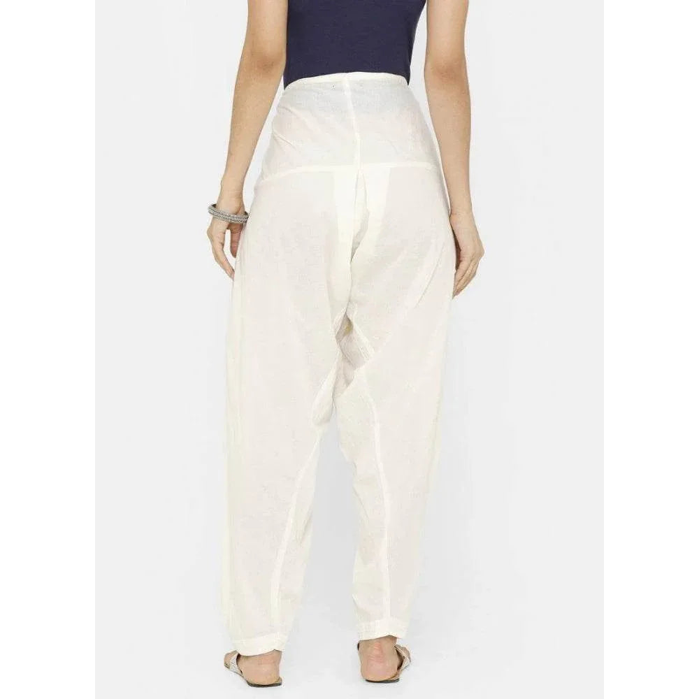 Generic Women's Cotton Solid Patiyala (Color:Half White) - MYLUXURY LANE ENTERPRISE