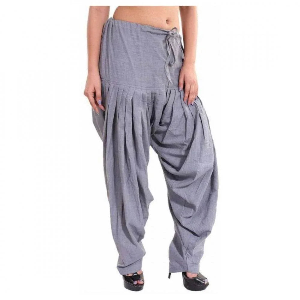 Generic Women's Cotton Solid Patiyala (Color:Smoke Grey) - MYLUXURY LANE ENTERPRISE