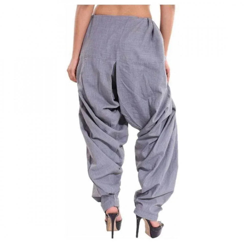 Generic Women's Cotton Solid Patiyala (Color:Smoke Grey) - MYLUXURY LANE ENTERPRISE