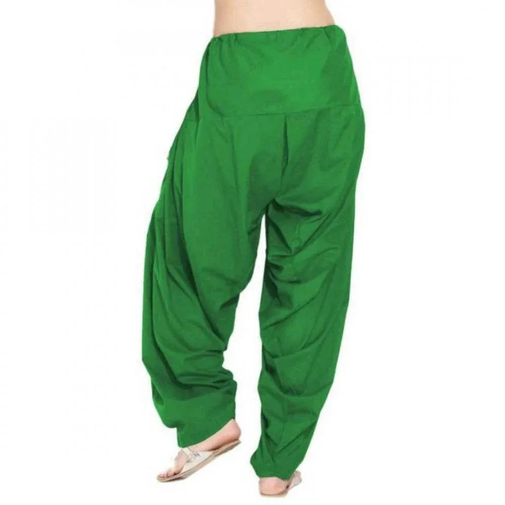Generic Women's Cotton Solid Patiyala (Color:Green) - MYLUXURY LANE ENTERPRISE