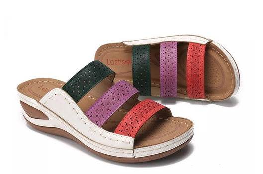 Large Size Women Hollow Out Rainbow Stitching Slippers - MYLUXURY LANE ENTERPRISE