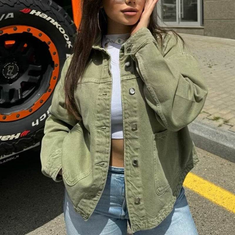 Women's Street Fashion Denim Shirt Jacket - MYLUXURY LANE ENTERPRISE