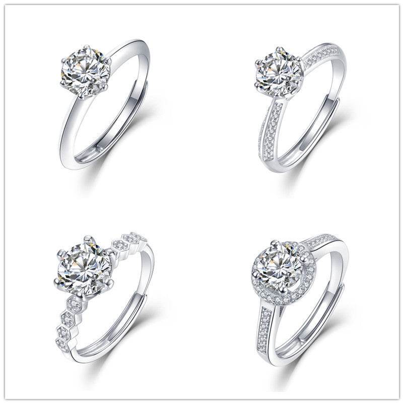 Diamond Silver Ring D Color 1 Carat Half Country S925 Silver Ring Setting - MYLUXURY LANE ENTERPRISE