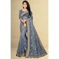 Generic Women's Net Saree With Blouse (Grey, 5-6Mtrs) - MYLUXURY LANE ENTERPRISE