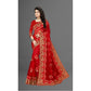 Generic Women's Net Saree With Blouse (Red, 5-6Mtrs) - MYLUXURY LANE ENTERPRISE