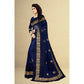Generic Women's Net Saree With Blouse (Navy Blue, 5-6Mtrs) - MYLUXURY LANE ENTERPRISE