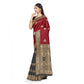 Generic Women's Banarasi Silk Saree With Blouse (Black, Red, 5-6Mtrs) - MYLUXURY LANE ENTERPRISE