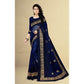 Generic Women's Net Saree With Blouse (Navy Blue, 5-6Mtrs) - MYLUXURY LANE ENTERPRISE