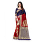 Generic Women's Banarasi Silk Saree With Blouse (Navy Blue, Red, 5-6Mtrs) - MYLUXURY LANE ENTERPRISE