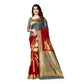 Generic Women's Banarasi Silk Saree With Blouse (Grey, Red, 5-6Mtrs) - MYLUXURY LANE ENTERPRISE