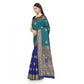 Generic Women's Banarasi Silk Saree With Blouse (Navy Blue, Rama, 5-6Mtrs) - MYLUXURY LANE ENTERPRISE