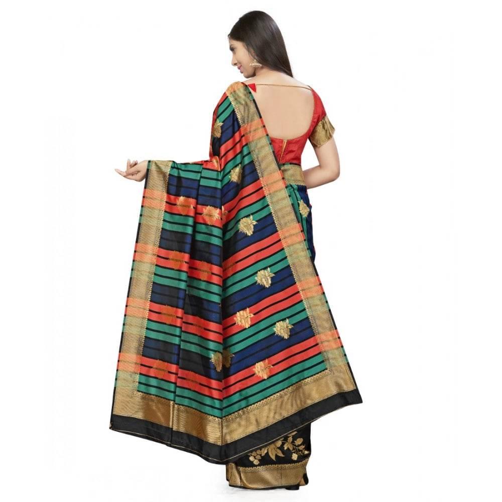 Generic Women's Banarasi Silk Saree With Blouse (Black, 5-6Mtrs) - MYLUXURY LANE ENTERPRISE