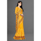 Generic Women's Net Saree With Blouse (Yellow, 5-6Mtrs) - MYLUXURY LANE ENTERPRISE