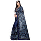 Generic Women's Lycra Blend Saree with Blouse (Blue, 5-6 Mtrs) - MYLUXURY LANE ENTERPRISE